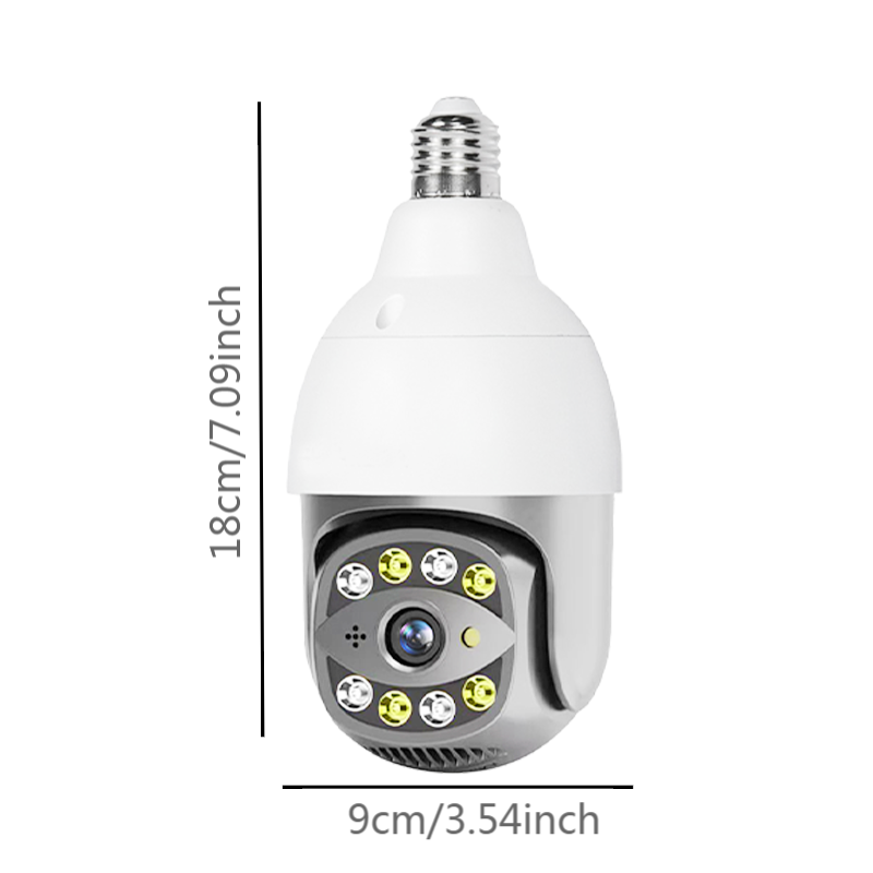 Dual-Band WiFi 2.4GHz & 5.8GHz 4K Bulb E26/E27 Series High-Definition Outdoor camera, Equipped with AI Human Detection, Two-way Audio, Cloud Storage, Alarm Area Detection, 355° View, Color Night Vision Smart Network Camera