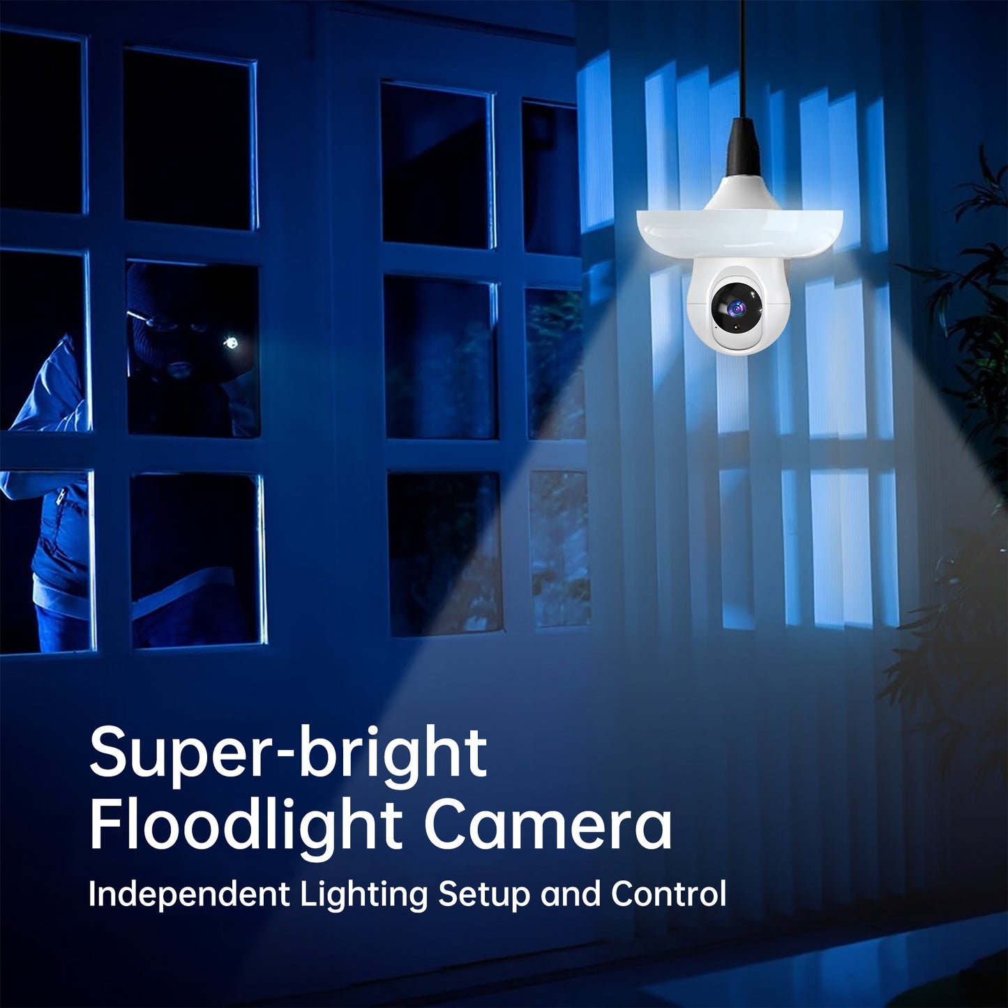 Dual Band Wi-Fi 2.4GHZ&5.8GHZ LED Floodlight Bulb E26/E27 Series HD Security Camera, With AI Human Detection, Two-way Audio, Cloud Storage, Alert Area Detection, 355° Vision, Color Night Vision Smart Network Camera