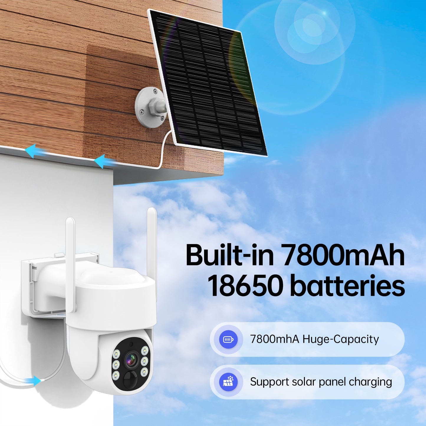 Solar Powered 4G LTE Cellular Built-in Battery Camera With Solar Panel,FHD Live Video VSIM Technology,With Spotlight Alarm, Motion Detection,PIR Mode, Color Night Vision, Two-way Audio, No WiFi Needed,Suitable For USA