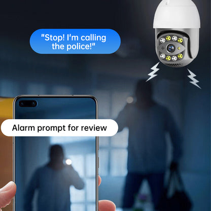 Dual-Band WiFi 2.4GHz & 5.8GHz 4K Bulb E26/E27 Series High-Definition Outdoor camera, Equipped with AI Human Detection, Two-way Audio, Cloud Storage, Alarm Area Detection, 355° View, Color Night Vision Smart Network Camera