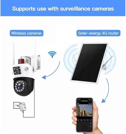 Enrutador módem solar 4G LTE de 2,4 GHz, punto de acceso WiFi, ranura para tarjeta SIM y VSIM, batería integrada de 26 000 mAh, resistente al agua IP66, para exteriores, ideal para cámaras de seguridad y senderos. 