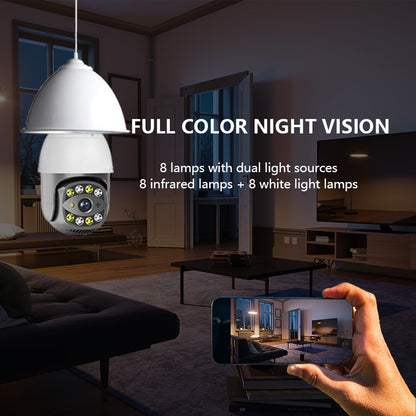 Dual-Band WiFi 2.4GHz & 5.8GHz 4K Bulb E26/E27 Series High-Definition Outdoor camera, Equipped with AI Human Detection, Two-way Audio, Cloud Storage, Alarm Area Detection, 355° View, Color Night Vision Smart Network Camera