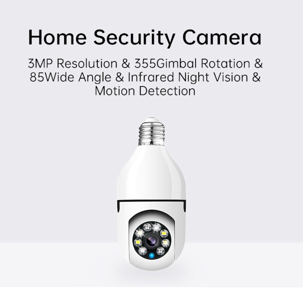 Dual Band Wi-Fi 2.4GHZ&5.8GHZ Bulb E26/E27 Series HD Security Camera, With AI Human Detection, Two-way Audio, Cloud Storage, Alert Area Detection, 355° Vision, Color Night Vision Smart Network Camera