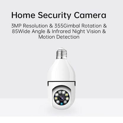 Dual Band Wi-Fi 2.4GHZ&5.8GHZ Bulb E26/E27 Series HD Security Camera, With AI Human Detection, Two-way Audio, Cloud Storage, Alert Area Detection, 355° Vision, Color Night Vision Smart Network Camera