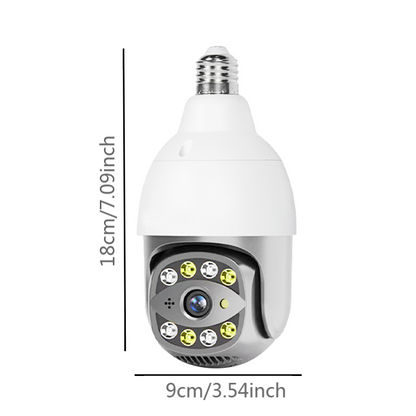Dual-Band WiFi 2.4GHz & 5.8GHz 4K Bulb E26/E27 Series High-Definition Outdoor camera, Equipped with AI Human Detection, Two-way Audio, Cloud Storage, Alarm Area Detection, 355° View, Color Night Vision Smart Network Camera