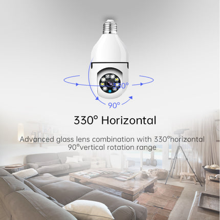 Cámara de seguridad HD con bombilla E26/E27, Wi-Fi de banda dual de 2,4 GHz y 5,8 GHz, con detección de personas por IA, audio bidireccional, almacenamiento en la nube, detección de área de alerta, visión de 355° y visión nocturna a color.