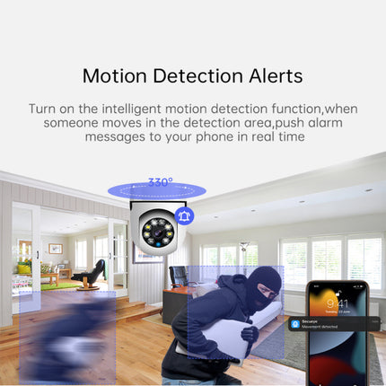 Cámara de seguridad HD con bombilla E26/E27, Wi-Fi de banda dual de 2,4 GHz y 5,8 GHz, con detección de personas por IA, audio bidireccional, almacenamiento en la nube, detección de área de alerta, visión de 355° y visión nocturna a color.