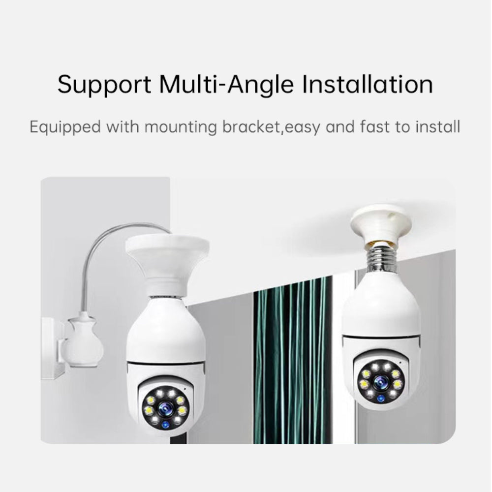Dual Band Wi-Fi 2.4GHZ&5.8GHZ Bulb E26/E27 Series HD Security Camera, With AI Human Detection, Two-way Audio, Cloud Storage, Alert Area Detection, 355° Vision, Color Night Vision Smart Network Camera