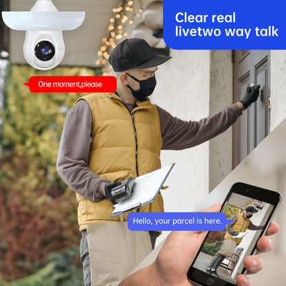 Dual Band Wi-Fi 2.4GHZ&5.8GHZ LED Floodlight Bulb E26/E27 Series HD Security Camera, With AI Human Detection, Two-way Audio, Cloud Storage, Alert Area Detection, 355° Vision, Color Night Vision Smart Network Camera