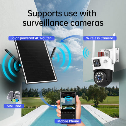 Secueye APP - Módem router solar 4G LTE de 2,4 GHz, punto de acceso WiFi, ranura para tarjeta SIM y VSIM, batería integrada de 26 000 mAh, resistente al agua IP66, para exteriores, ideal para cámaras de seguridad y senderos. 