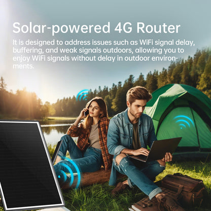 Secueye Solar Panel Powered 4G LTE WiFi Router With SIM Card Slot 4G LTE Modem Router WiFi Hotspot For Outdoor Security Camera Phone PC